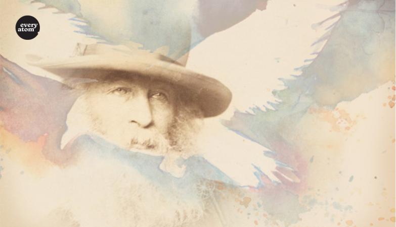 Image of Walt Whitman superimposed over a bird