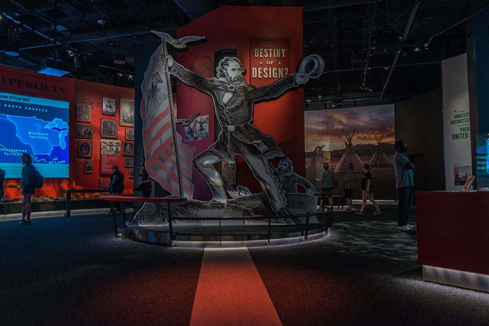 Interior of St. Louis Arch Museum showing Manifest Destiny