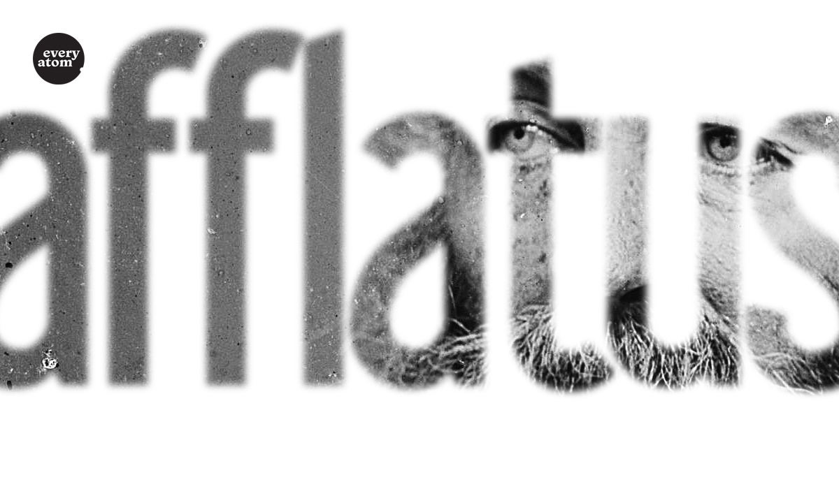 The word "Afflatus" with Whitman shown through it