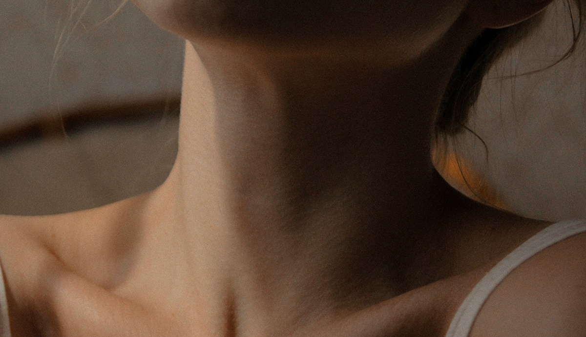 Close up shot of a woman's neck