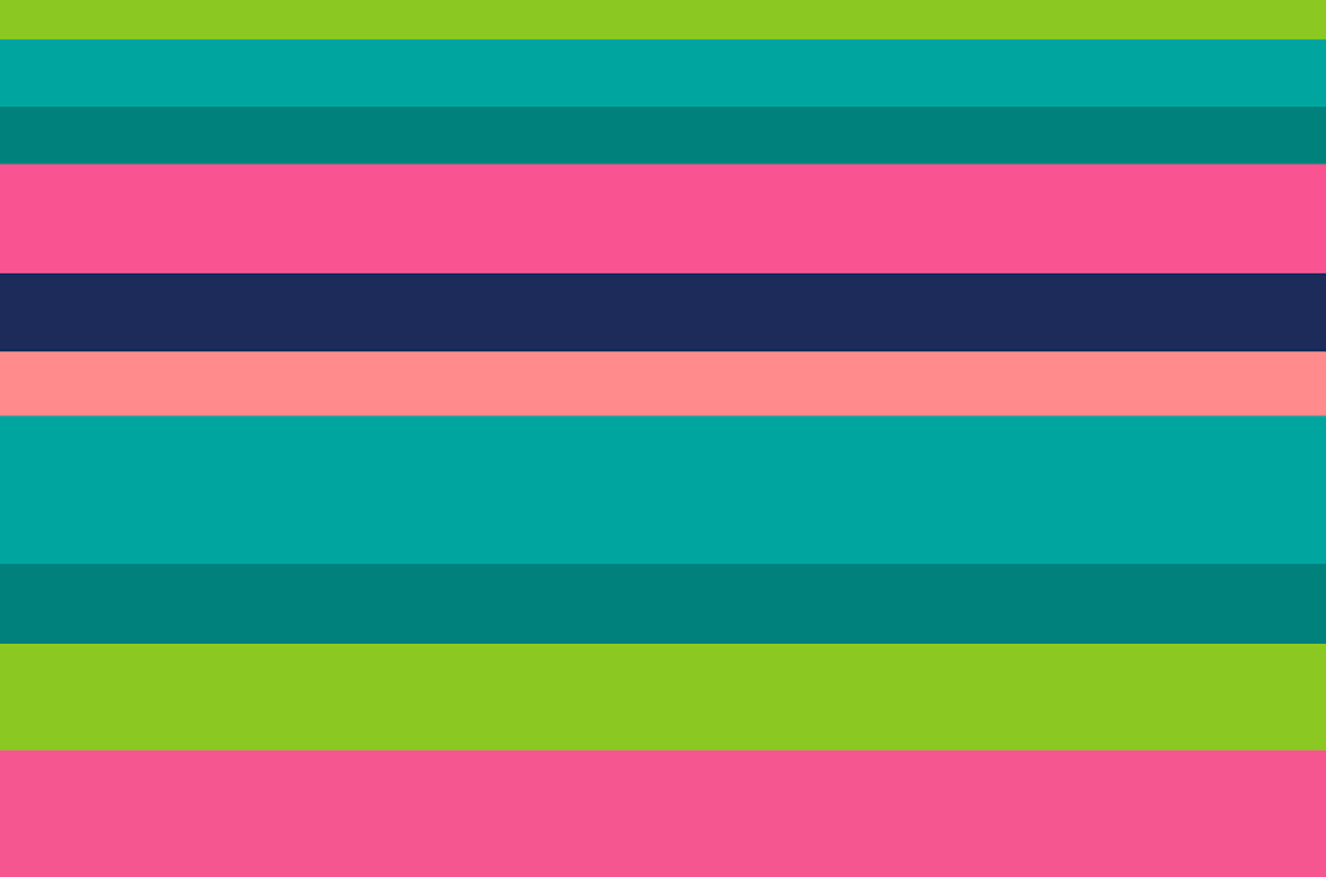 blue, green, and pink stripes