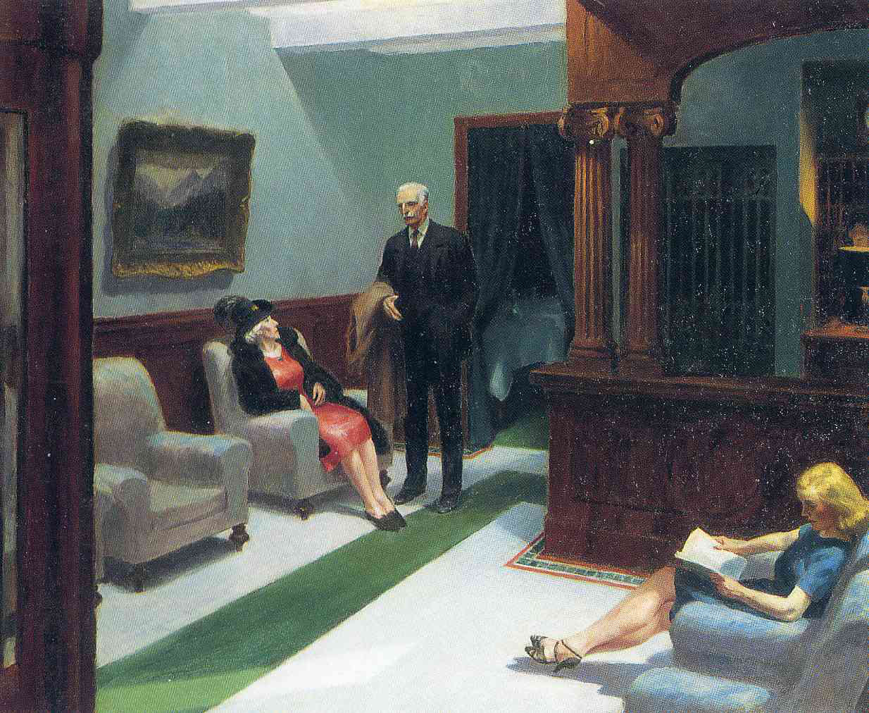 Edward Hopper Hotel Lobby Painting
