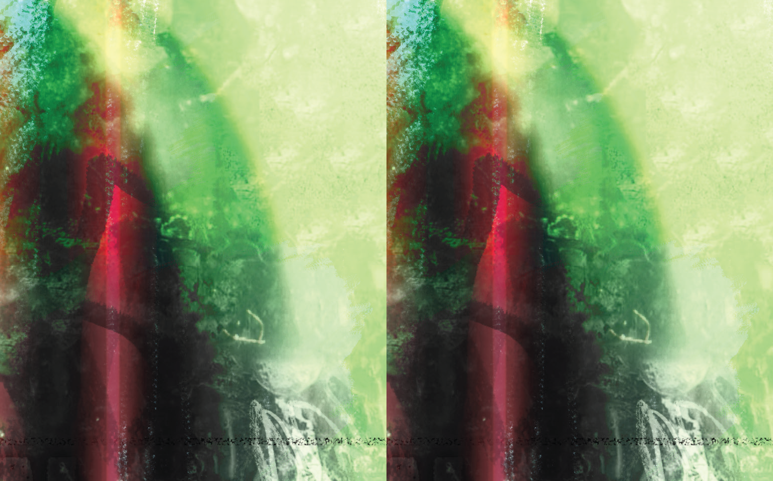 green and red abstract painting