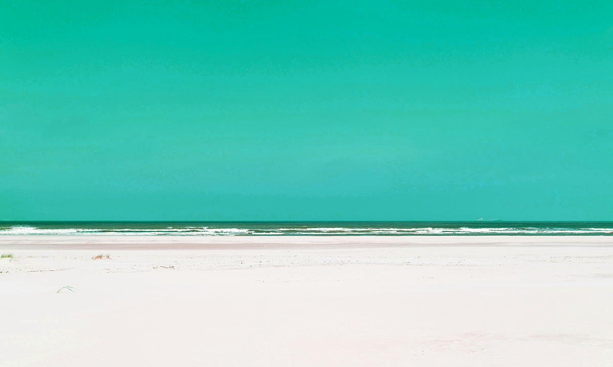 beach with green sky