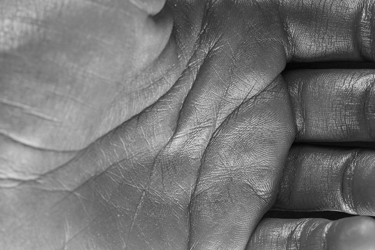 Black and White Close-Up of a Hand