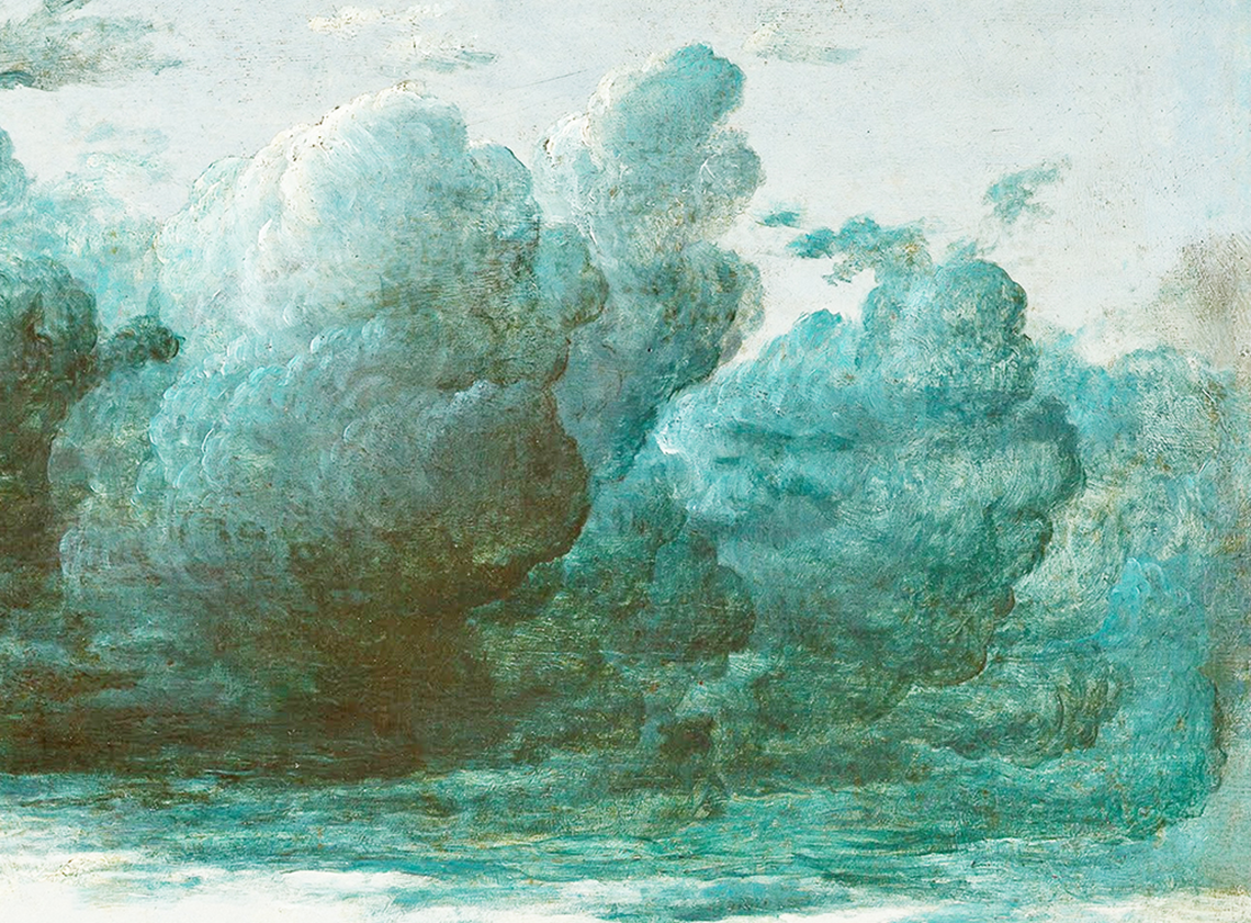A painting of blue clouds