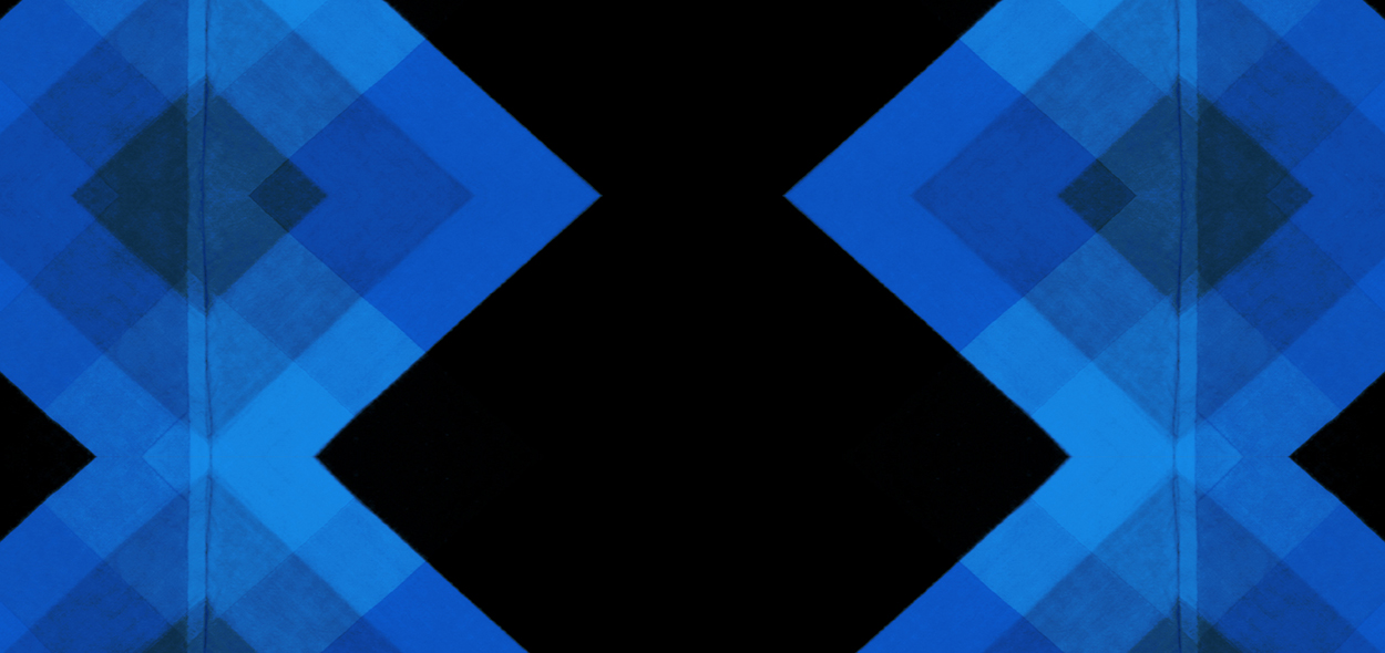 blue geometric shapes on black background