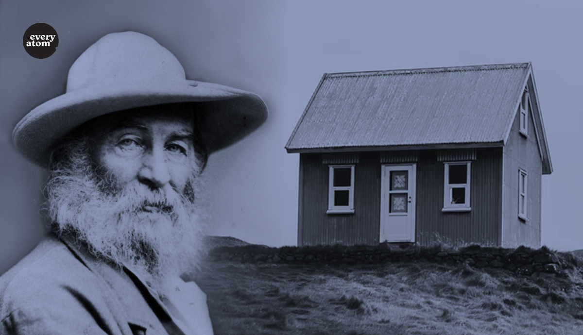 Whitman's figure next to a small home