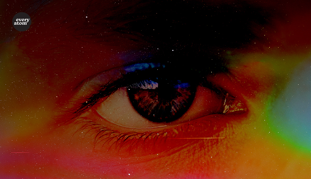 Single eye in a field of colors