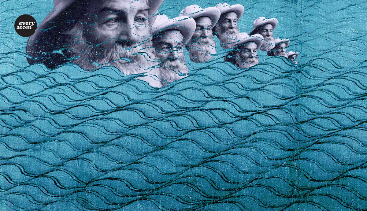 Whitman heads bobbing on drawn waves