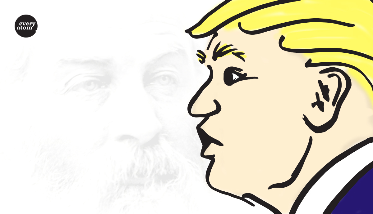 Cartoon of Trump on top of Whitman face