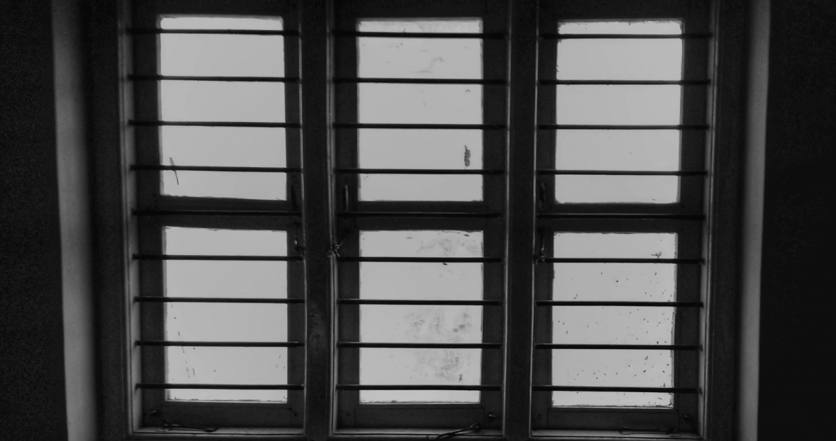 photo of a window in black and white