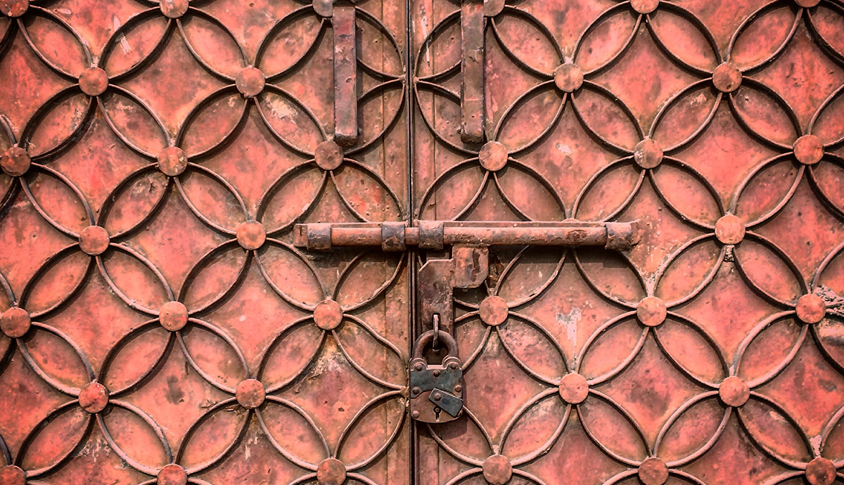 Red door with lock