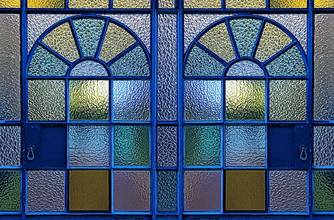 stained glass with blue leading