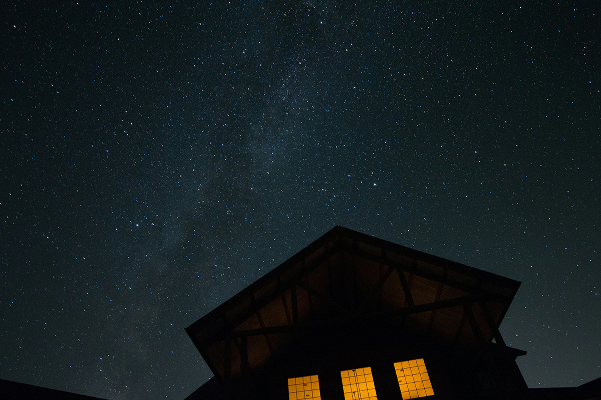 dark house with night sky