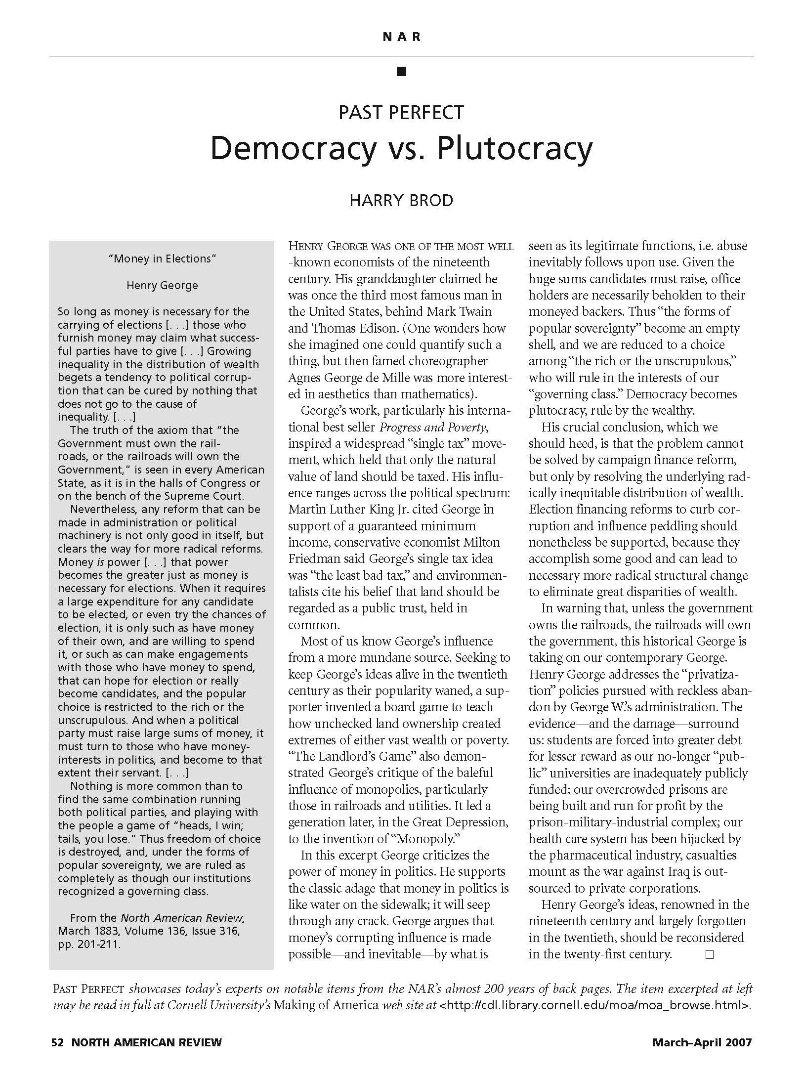 plutocracy vs democracy