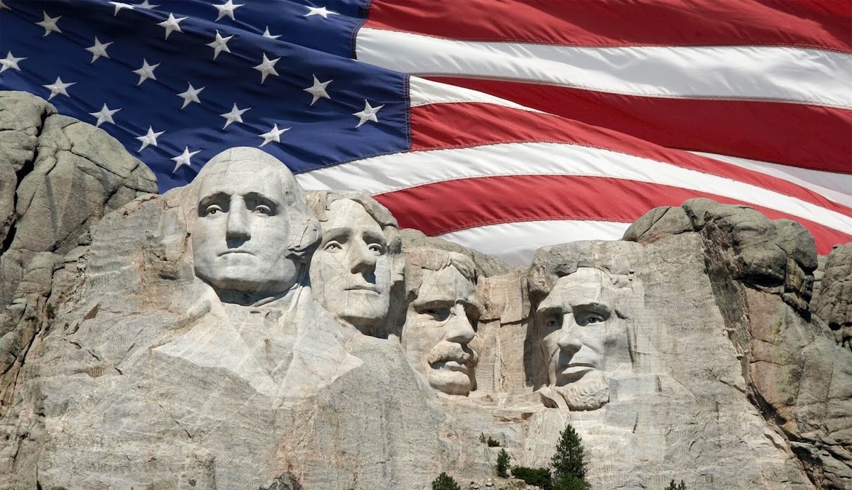 Mount Rushmore and American Flag