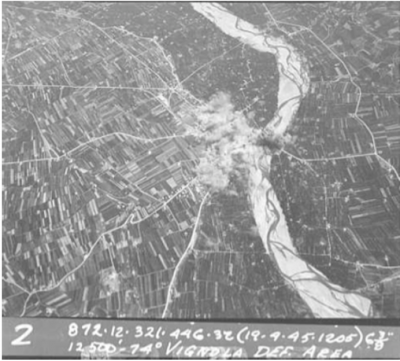 446th Bomb Squad, Ops Order 872: “Vignola Def. Area” (Apr. 19, 1945)  Boots [Tail #32]: Sgt. Leo F. Lohrman (engineer), S/Sgt. Jesse A. Sanders, Jr. (radio)  57th Bomb Wing Association, 321st Bomb Group History (April 1945): 221, 229.