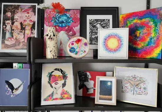 Work by NAR artists in Emily Stowe's office