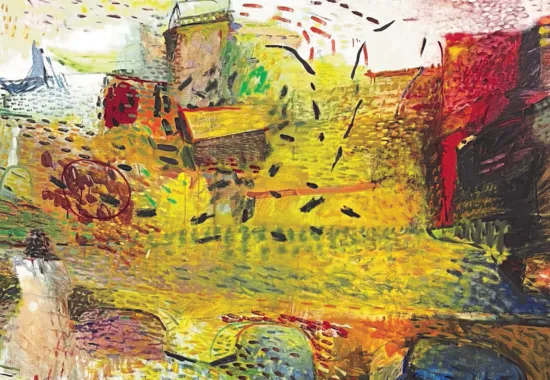 Abstract painting of a countryside