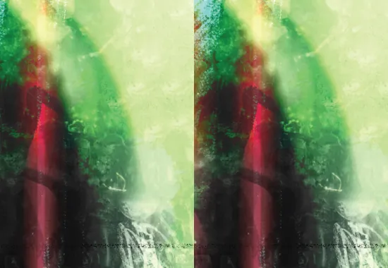 green and red abstract painting