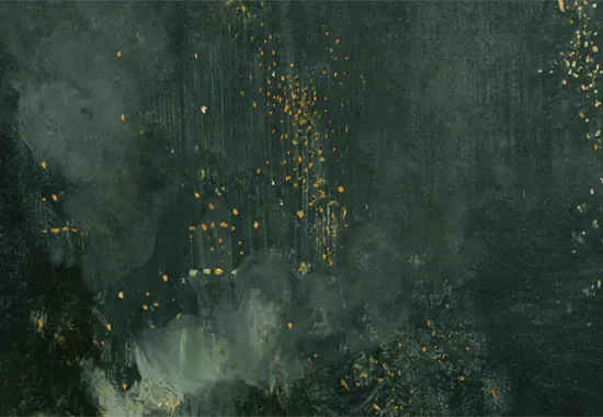 abstract green image with gold spots