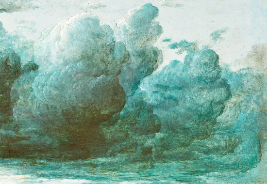 A painting of blue clouds