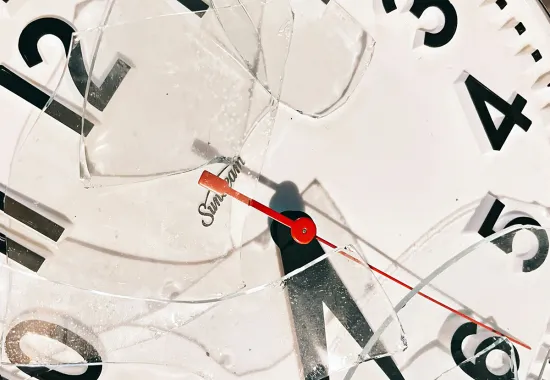 Broken clock face