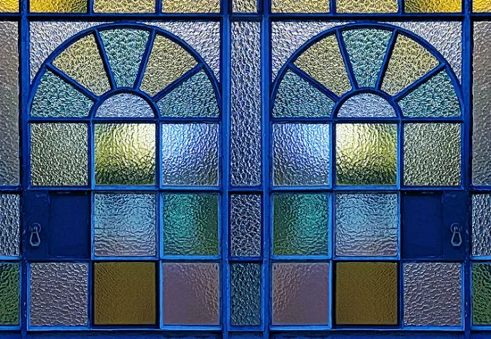 stained glass with blue leading