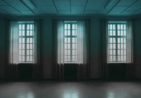 empty room with three windows