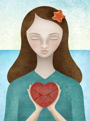 Girl Holding a Heart (Shape)