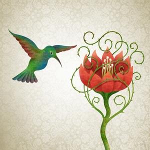 Hummingbird by a Flower