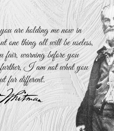 Whitman quote, signature and portrait