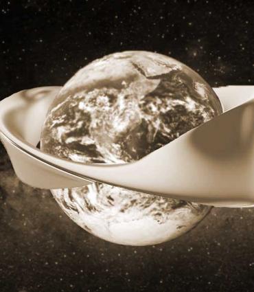 Earth with a mobius strip around it