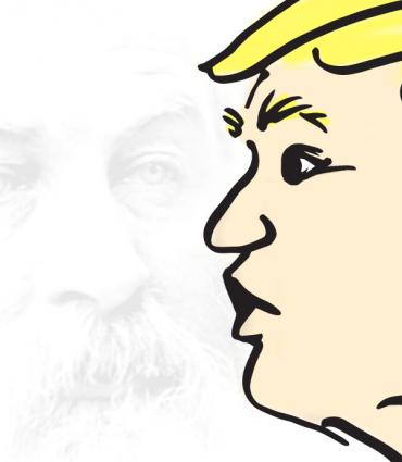 Cartoon of Trump on top of Whitman face