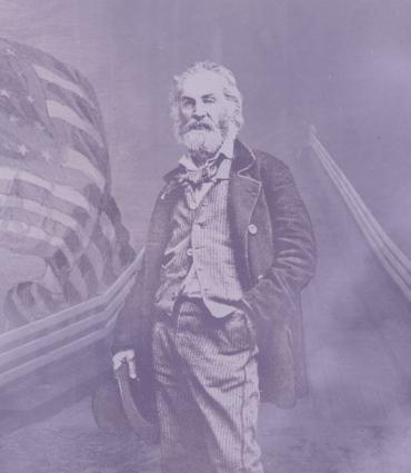 Smoky bridge with Whitman by an American flag