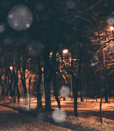 Header Graphic | Snow falling on a street at night | Unsplash