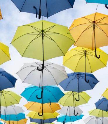 Photo courtesy of Unsplash of umbrellas