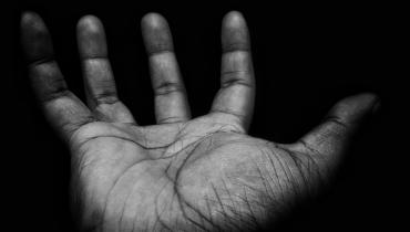 Black and white photo of a hand