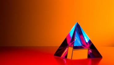 prism pyramid on orange background