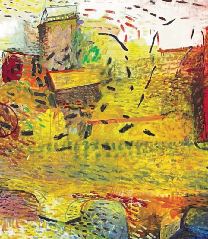 Abstract painting of a countryside