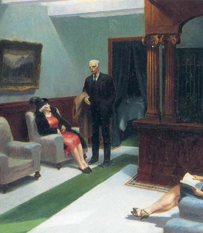 Edward Hopper Hotel Lobby Painting