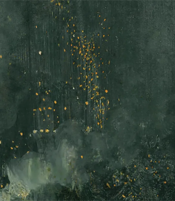 abstract green image with gold spots