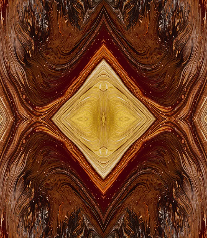 abstract swirls of brown, orange, and yellow