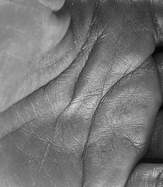 Black and White Close-Up of a Hand