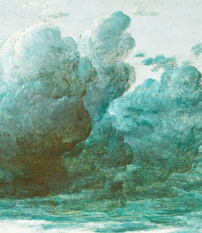 A painting of blue clouds