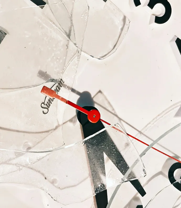 Broken clock face