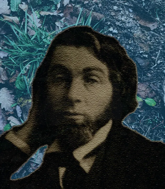 Young Whitman, earth and grass