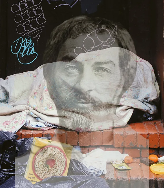 Ghost of Whitman on an urban stoop