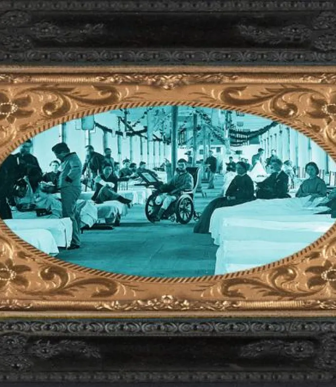hospital scene shown within a picture frame